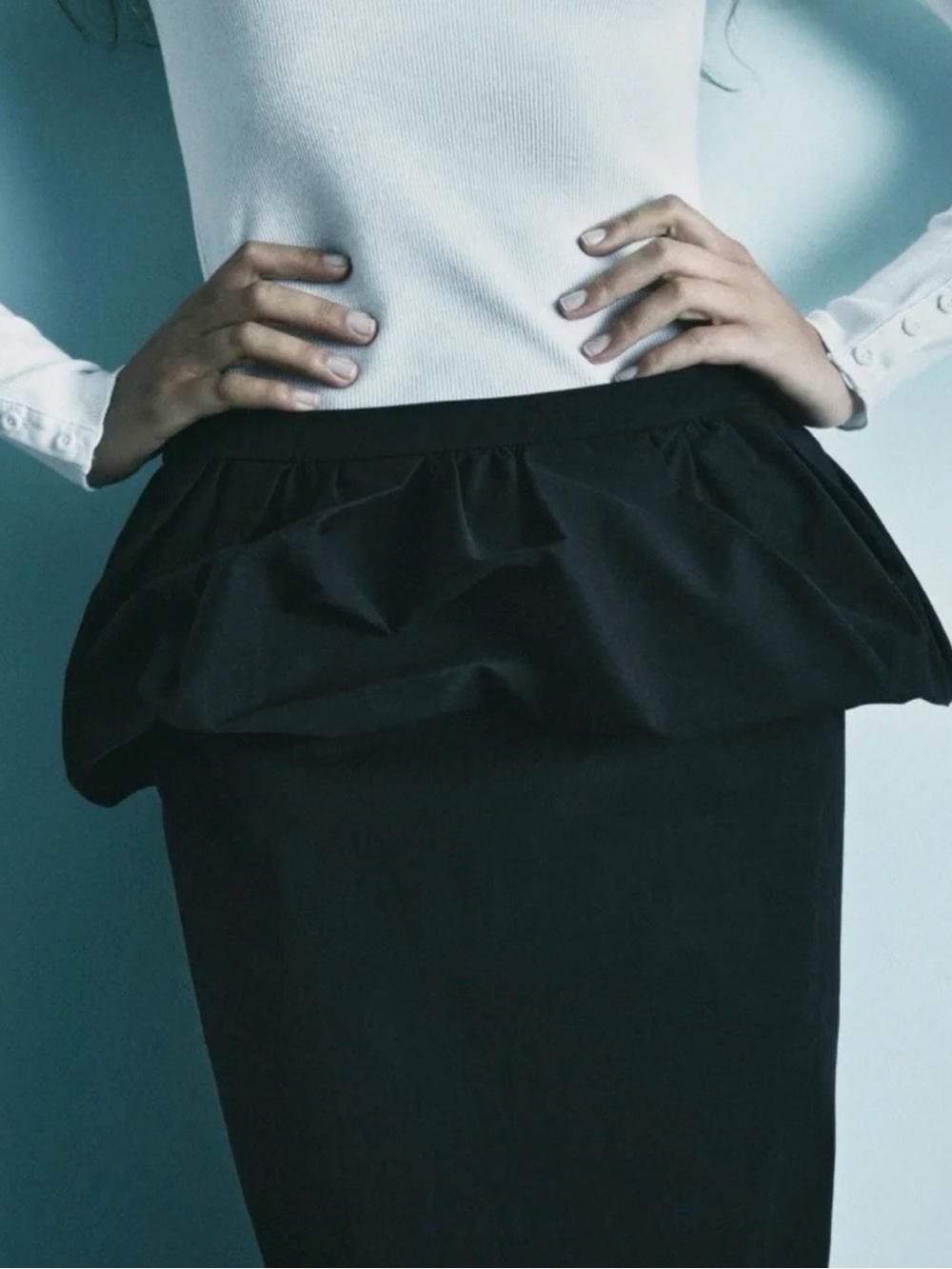 Black Peplum Pencil Skirt - Women's Tailored Skirt
